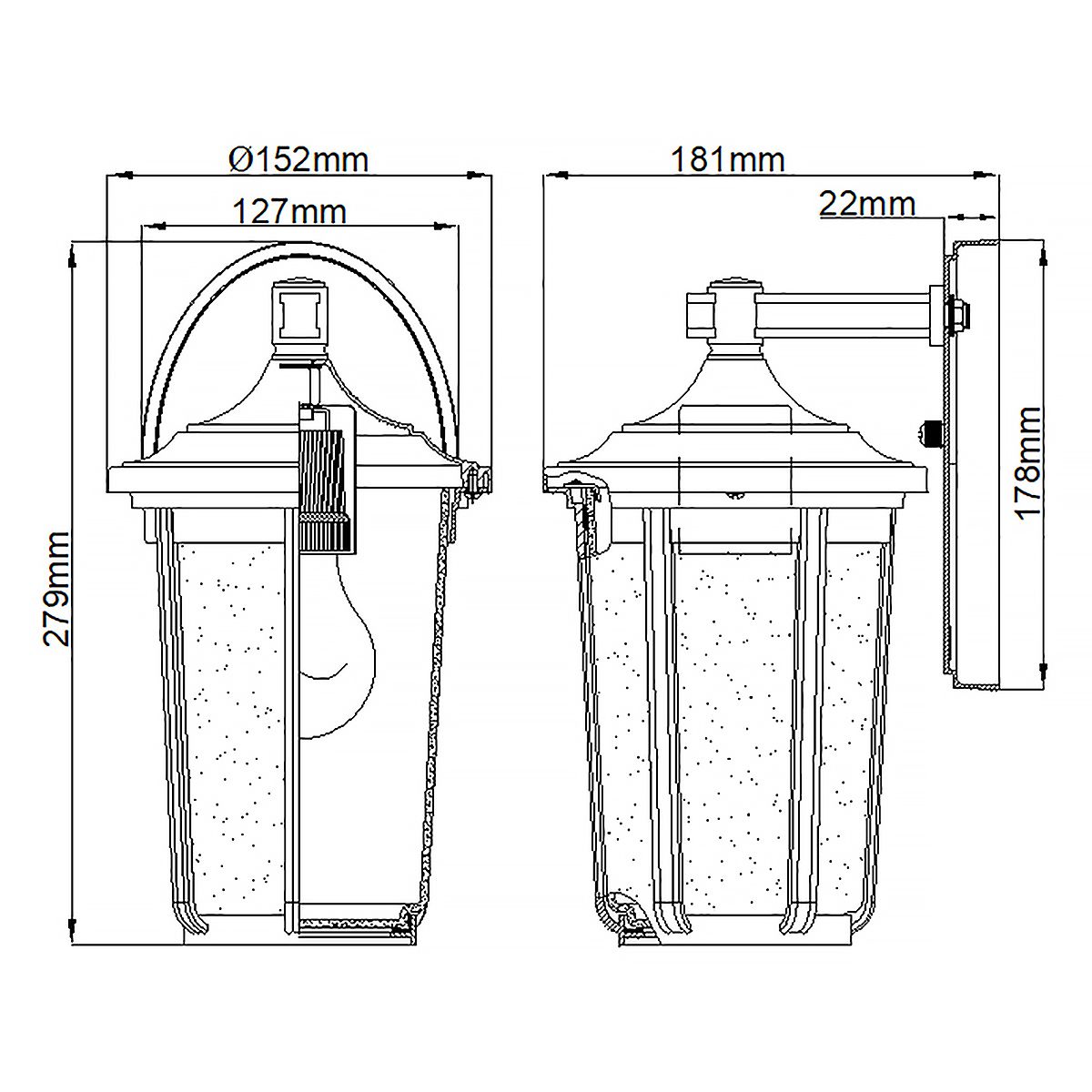 Fairfield 1 Light Medium Black Outdoor Wall Lantern