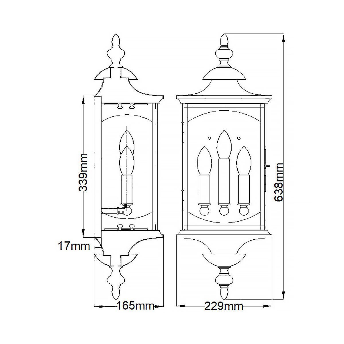 Market Square 3 Light Bronze Outdoor Wall Light