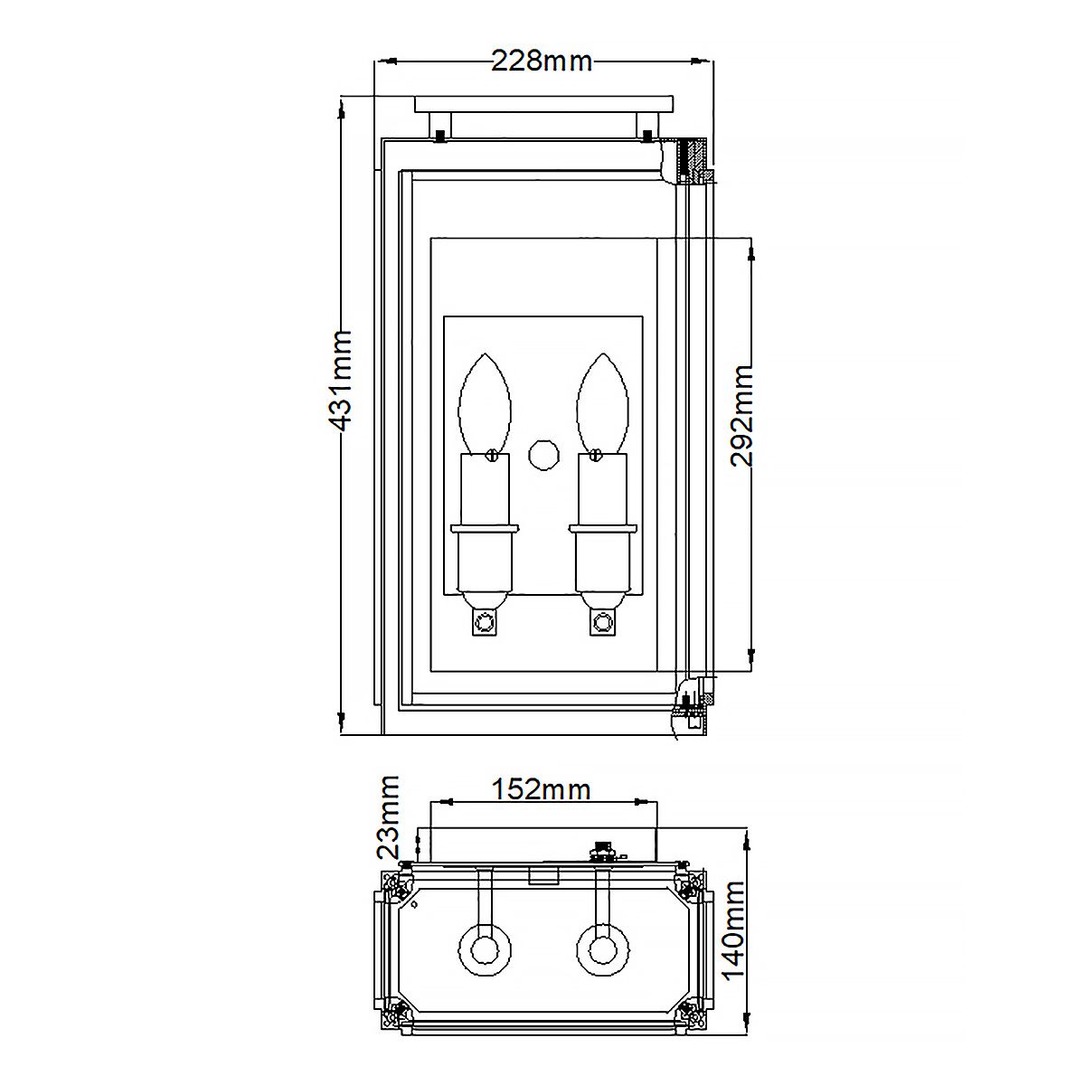 Sutcliffe 2 Light Oil Rubbed Bronze Outdoor Wall Lantern