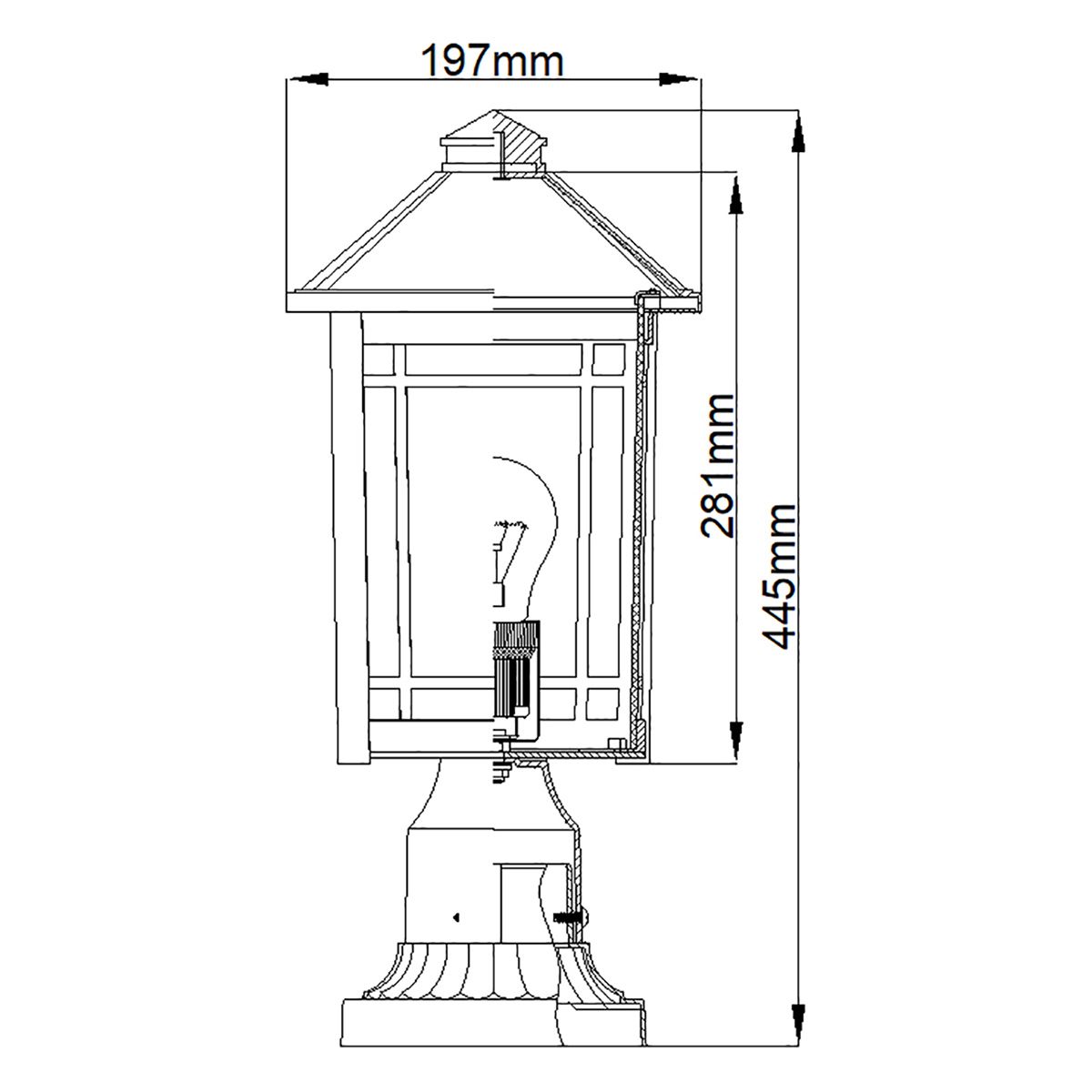 Quoizel Cedar Point 1 Light Black Outdoor Pedestal — alternate view