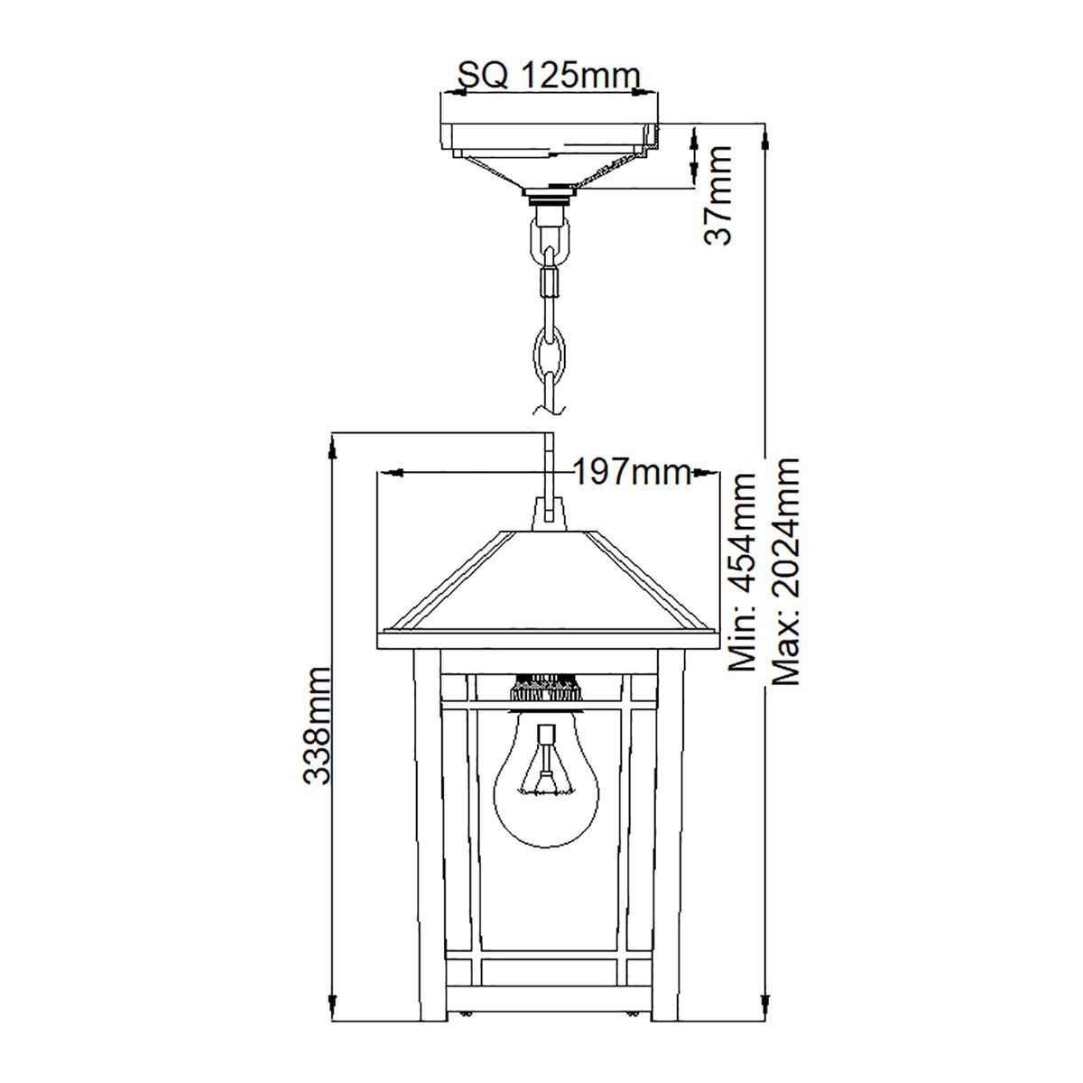 Cedar Point Black Outdoor Chain Lantern