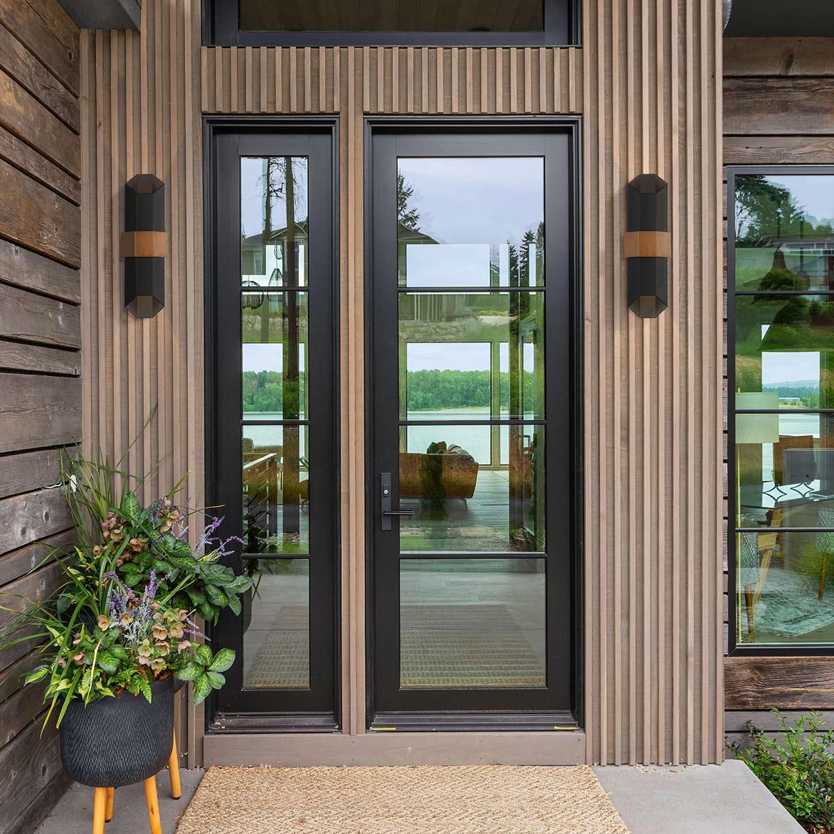 Quoizel Chasm Large LED Outdoor Wall Light - Black & Wood