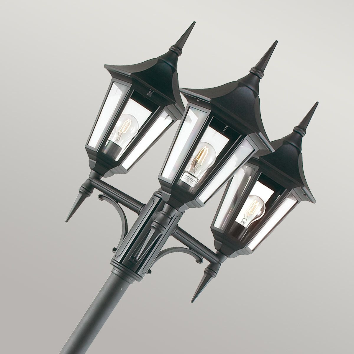 Elstead Valencia Black Finish Outdoor Three Arm Lamp Post V7 BLACK