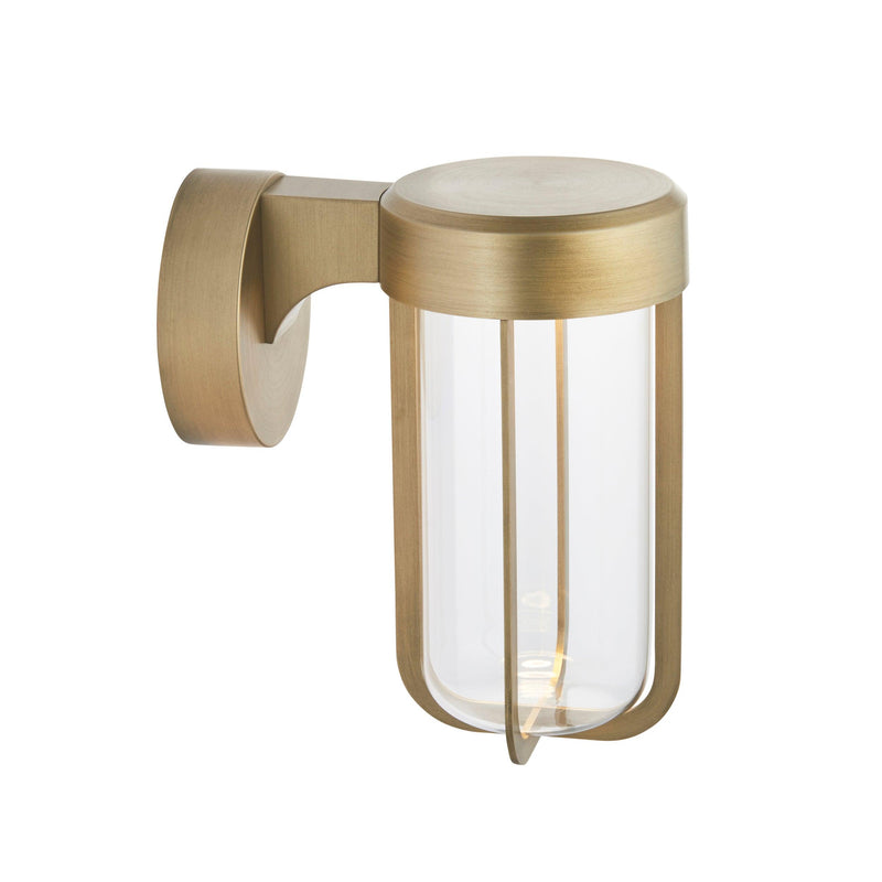 Newquay Gold LED Outdoor Wall Light - Glass Shade image 1