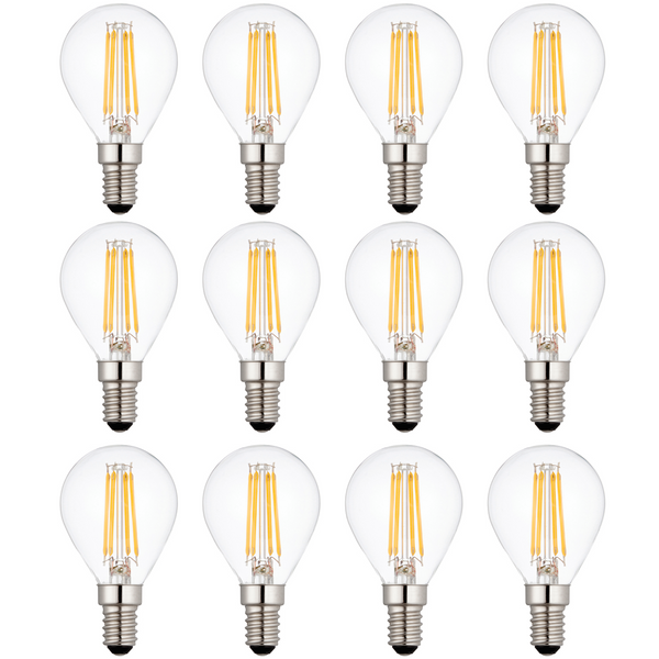 12 x E14 LED Filament Lamp/Bulb Dimmable 4W (40W Equivalent)
