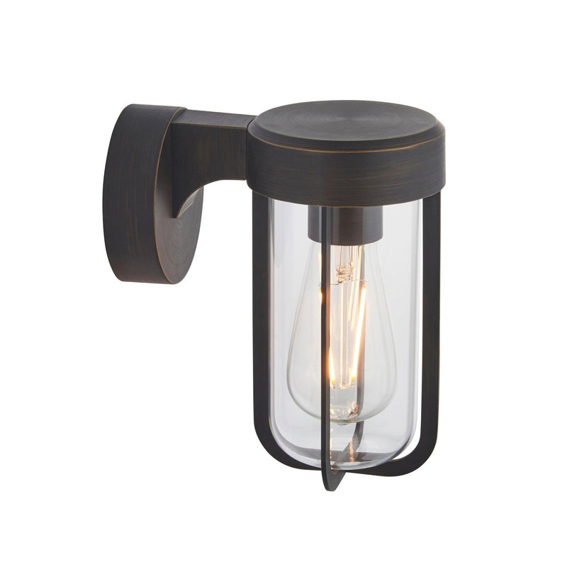 Newquay Bronze Outdoor Wall Light - Clear Glass Shade image 1