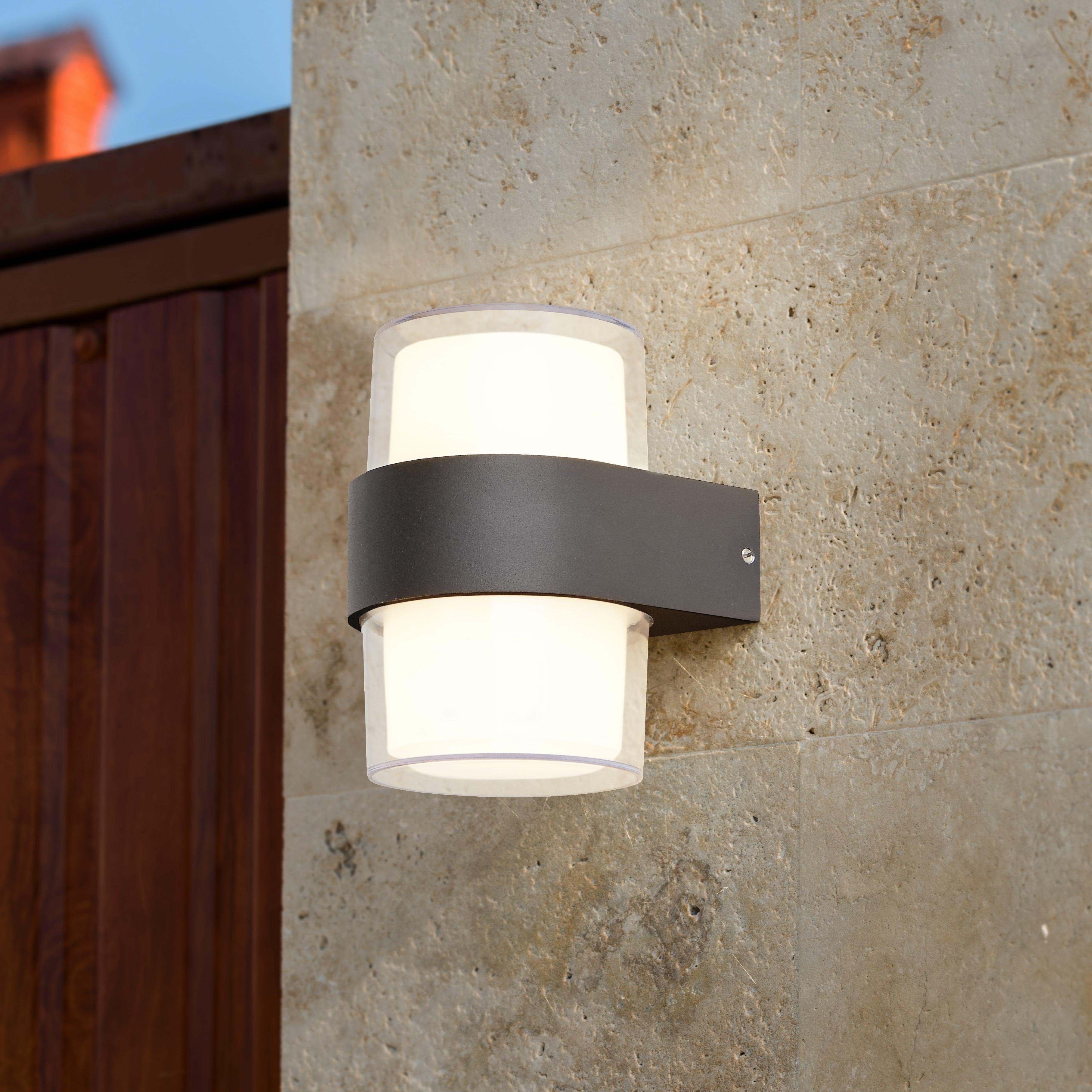 Pittsburgh 2 Light Black Rounded LED Outdoor Up/Down Wall Light