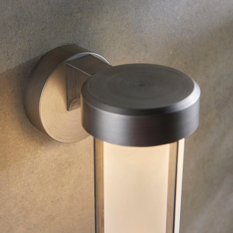 Newquay LED Silver Outdoor Wall Light with Frosted Shade