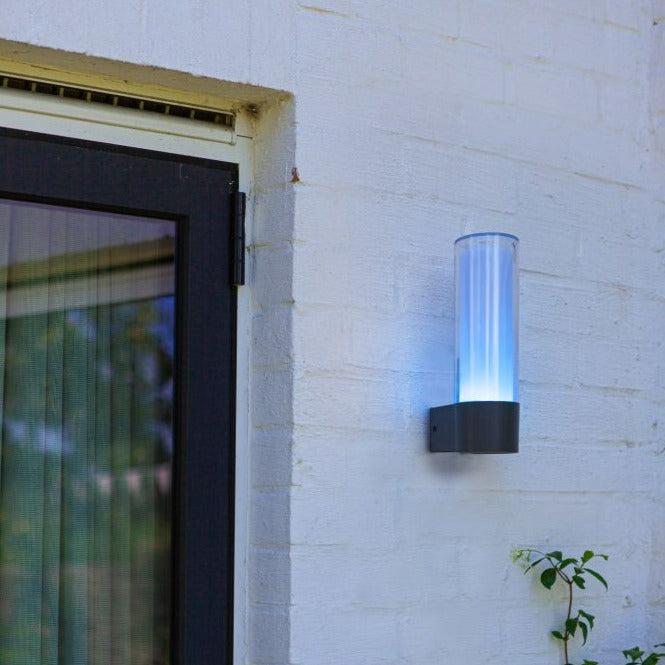 Lutec Dropa Colour Changing Outdoor LED Wall Light - Dark Grey 5000501118 Blue Light