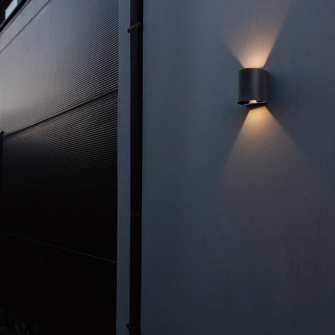 Lutec Gemini Beams Round LED Up & Down Wall Light - Black 5104006012