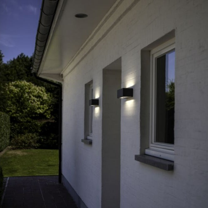 Lutec Gemini Outdoor LED Wall Light In Dark Grey 5189101118 outsdide back door