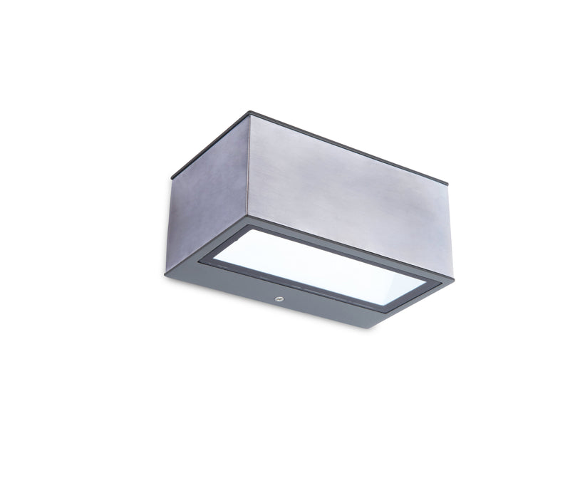 Lutec Gemini Silver Outdoor LED Wall Light - Stainless Steel 5189103118