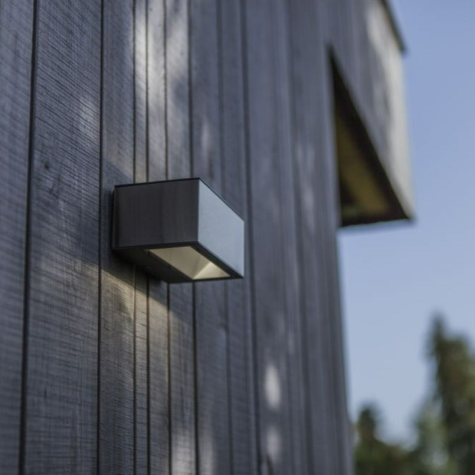 Lutec Gemini Silver Outdoor LED Wall Light - Stainless Steel 5189103118 fixed to an outside wall