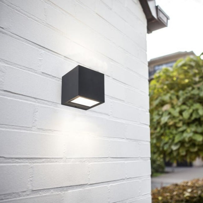 Lutec Gemini Outdoor LED Up & Down Wall Light In Dark Grey 5189114118 detail image