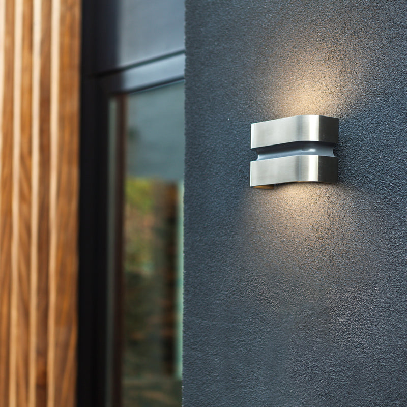 Lutec Maya Outdoor Silver LED Up & Down Wall Light In Stainless Steel 5198302001