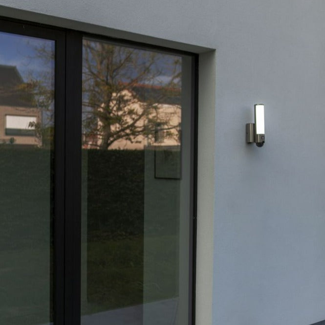 Lutec Elara Outdoor LED Wall Light With Camera & PIR Sensor - Stainless Steel