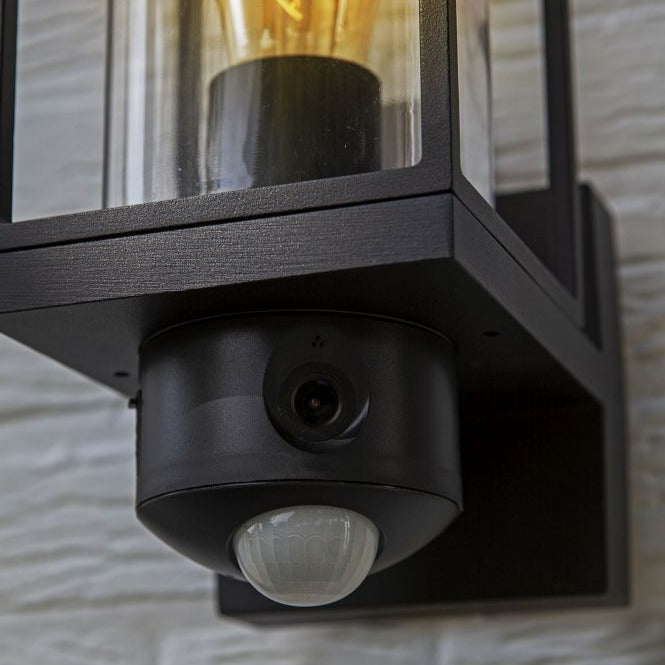 Lutec Flair Outdoor Wall Light With Camera & PIR - Black 5288811012