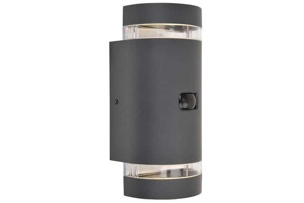 Lutec Focus Grey Outdoor Up & Down Wall Light - PIR Sensor 5604014118