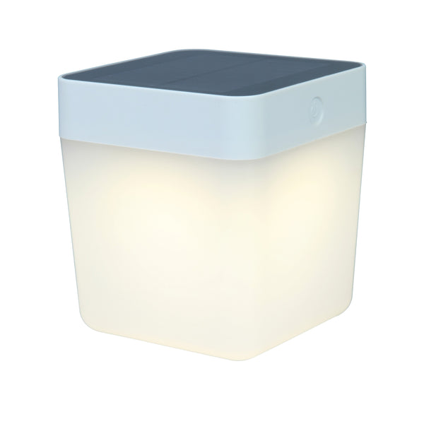 Lutec Table Cube Outdoor LED Portable Solar Light In White 6908001331