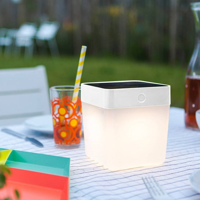 Buy Lutec Table Cube Outdoor LED Portable Solar Light In White