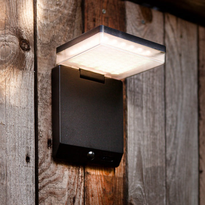 Lutec Moze Smart Solar Black LED Wall Light With PIR