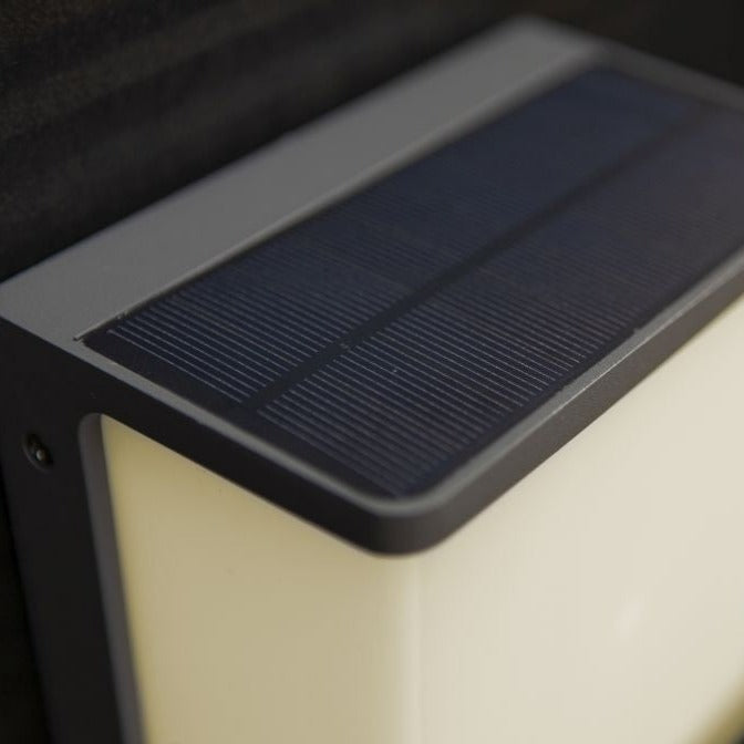 Lutec Doblo Solar Grey Outdoor LED Wall Light - PIR Sensor 6943701125 - Solar panel detail