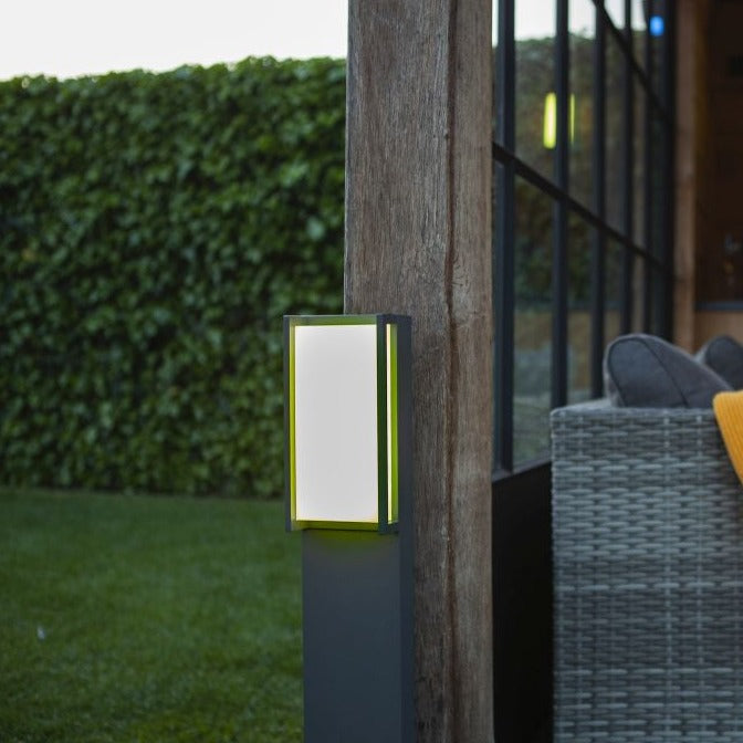 Lutec Qubo Integrated LED Bollard Light In Dark Grey 7193003118