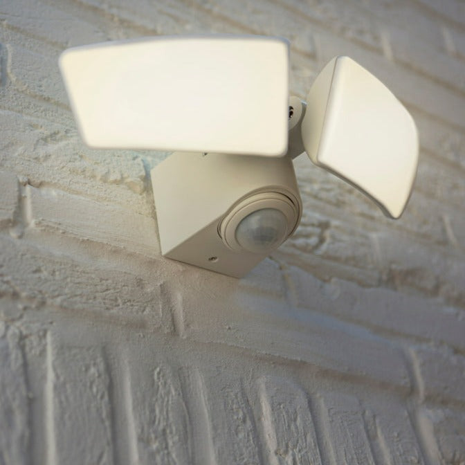 Lutec Artica Outdoor White LED Floodlight 2 Light - PIR Motion Sensor 7635605331 - fixed on an outside wall