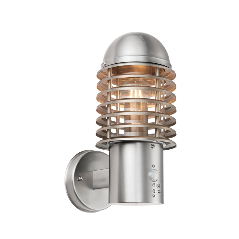 Louvre Brushed Stainless Steel Outdoor Wall Light With PIR