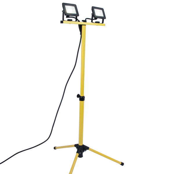 Lutec Colossus 2 X 10W IP65 Integrated LED Work Lights In Yellow & Black