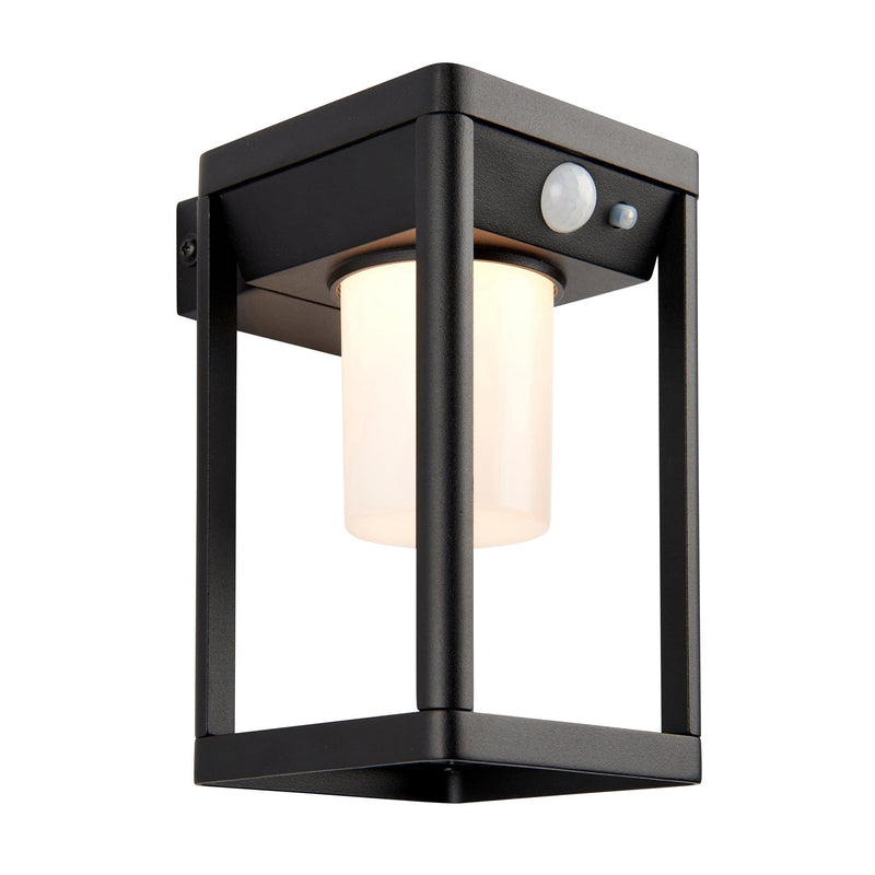 Hallam Solar Powered Black Outdoor Wall Light With PIR Sensor 96928