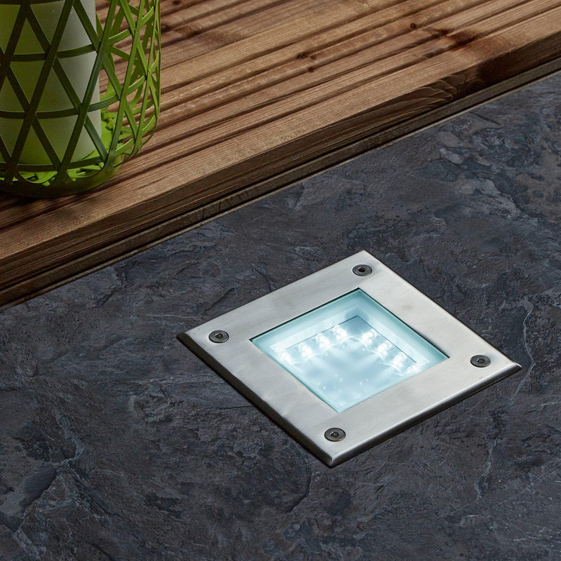 Walkover LED Outdoor Recessed Square Stainless Steel Light