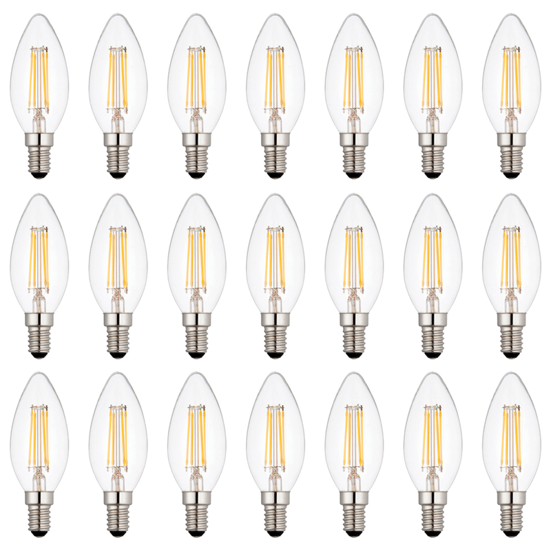21 x E14 LED Dimmable Lamp/Bulb Candle Filament 4W (25W Equivalent)