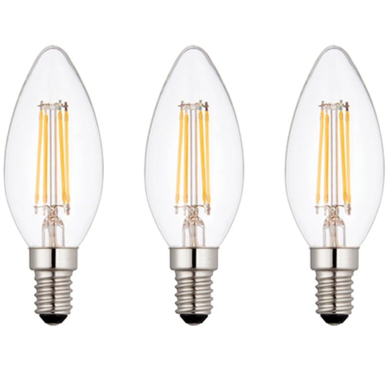 3 X E14 LED Dimmable Lamp Bulb Candle Filament 4W 25W