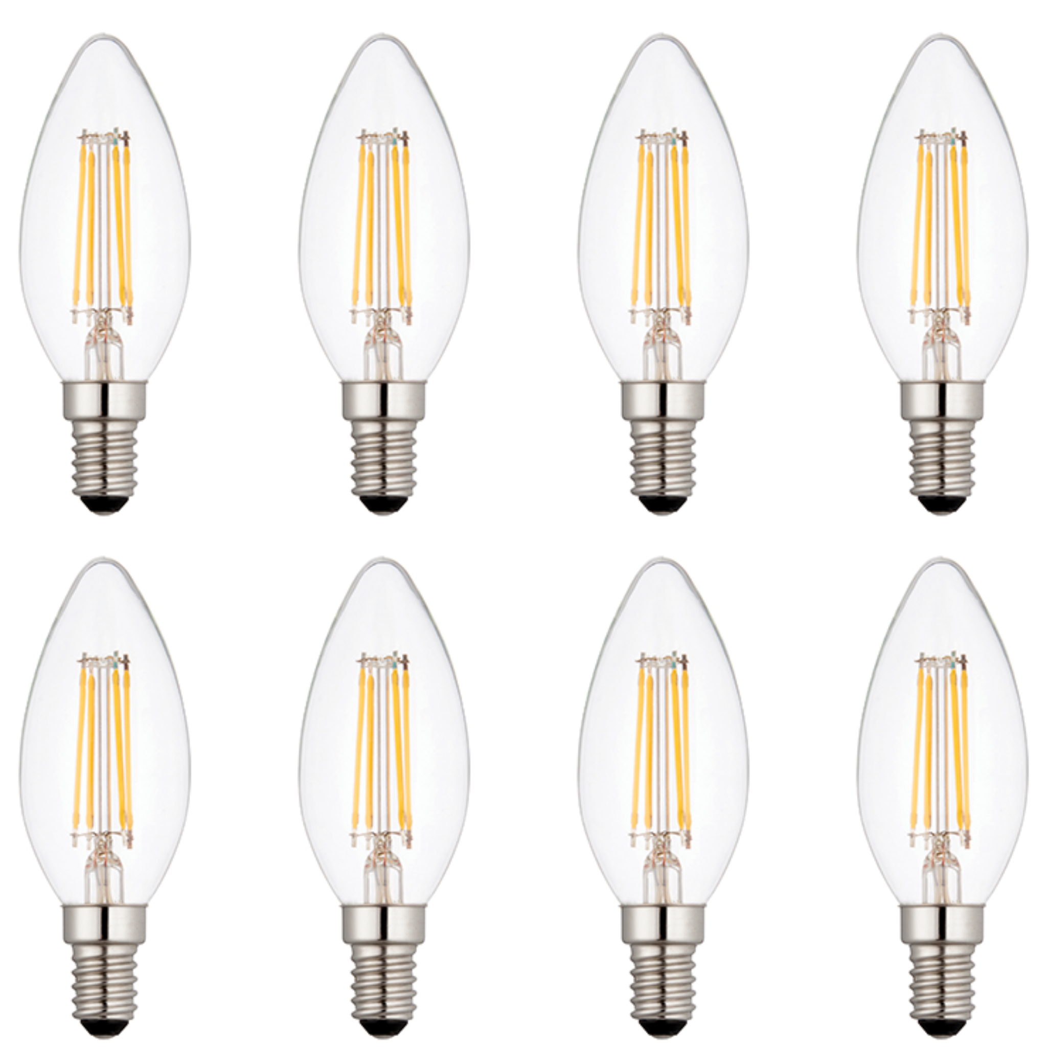 8 x E14 LED Dimmable Lamp/Bulb Candle Filament 4W (25W Equivalent)