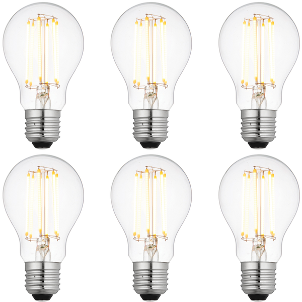 6 x E27 LED Dimmable Filament 6W Lamp/Bulb (40W Equivalent)