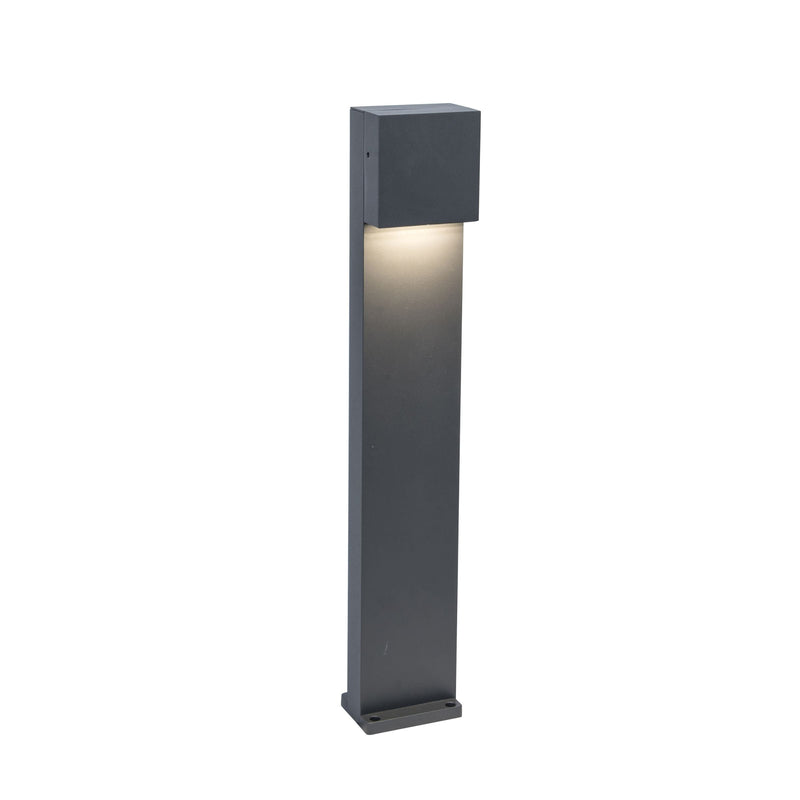 Lutec Gemini XF Extra Flat Outdoor Bollard Light In Dark Grey 7104001118