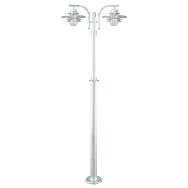 Norlys Oslo 2 Light Galvanized Outdoor Lamp Post OS6-GAL-C