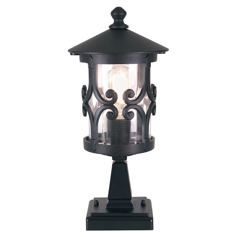 Elstead Hereford Black Finish Outdoor Pedestal Lantern