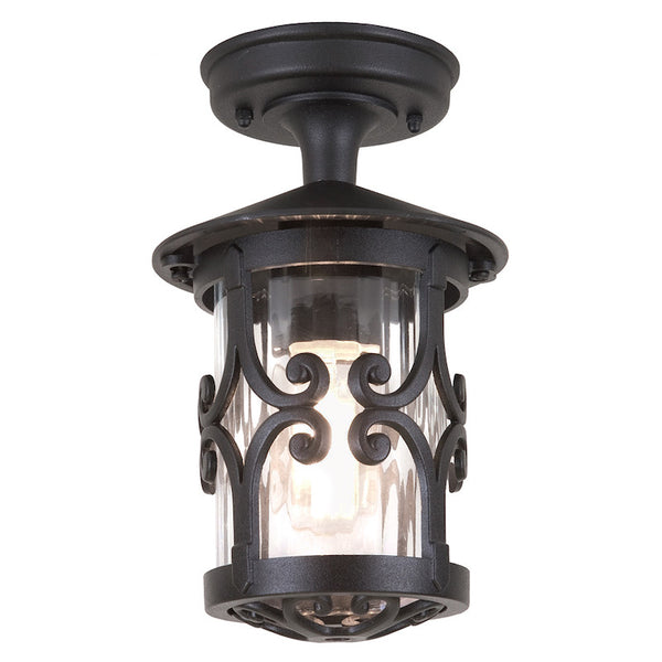 Elstead Hereford Black Finish Outdoor Flush Lantern