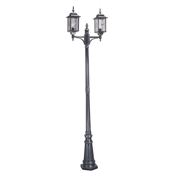Elstead Wexford Black Finish Outdoor Twin Arm Lampost