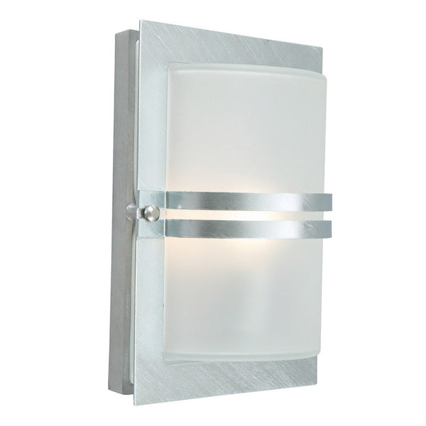 Elstead Basel Galvanised Steel And Frosted Glass Wall Light
