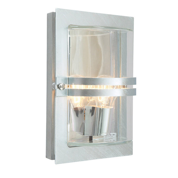 Elstead Basel Galvanised Steel And Clear Glass Outdoor Wall Light
