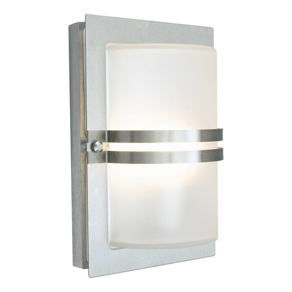 Elstead Basel Stainless Steel And Frosted Glass Outdoor Wall Light