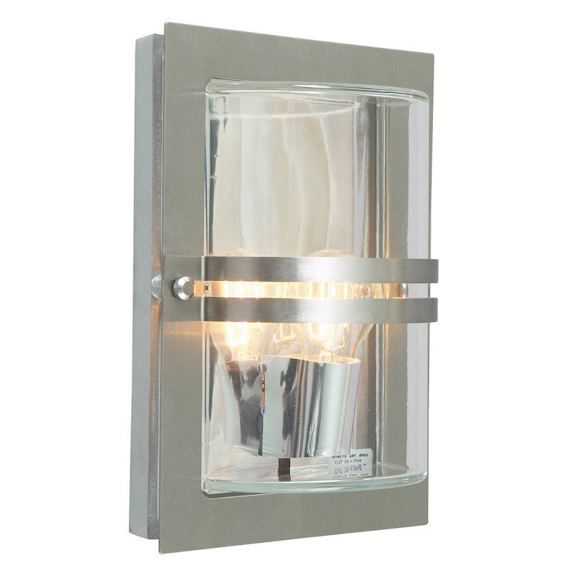 Elstead Basel Stainless Steel And Clear Glass Outdoor Wall Light