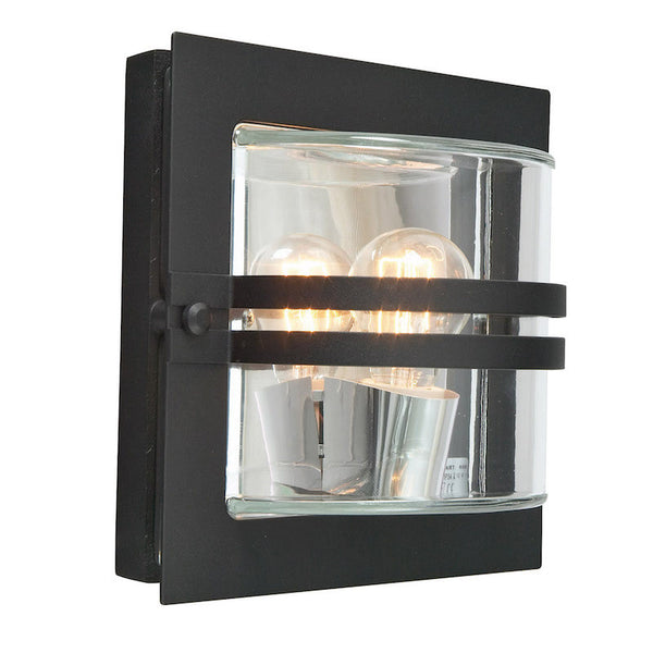 Elstead Bern Black And Clear Glass Outdoor Wall Light
