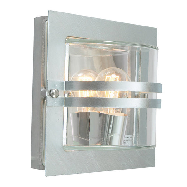 Elstead Bern Galvanised Steel And Clear Glass Outdoor Wall Light