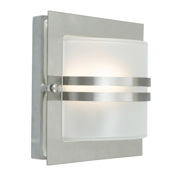 Elstead Bern Stainless Steel And Frosted Glass Outdoor Wall Light