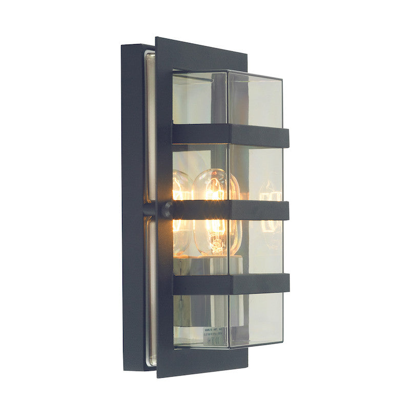 Elstead Boden Black And Clear Glass Outdoor Wall Light
