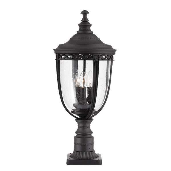 Elstead English Bridle Black Finish Large Outdoor Pedestal Lantern